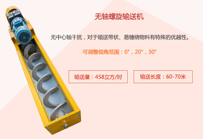 采用無(wú)軸設(shè)計(jì)，適合輸送粘性強(qiáng)、易堵塞的物料